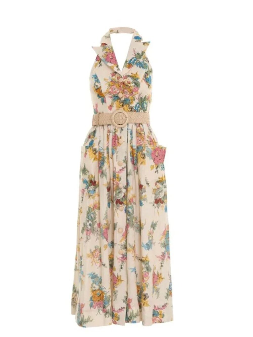 Zimmermann Clover Multi Floral Halter Midi Dress – NWT